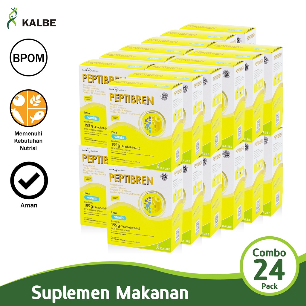 

Kalbe Peptibren Vanilla Susu Kesehatan Combo 24 Pack Pangan Olahan Untuk Kondisi Malnutrisi Bpom Cmb24-Sah