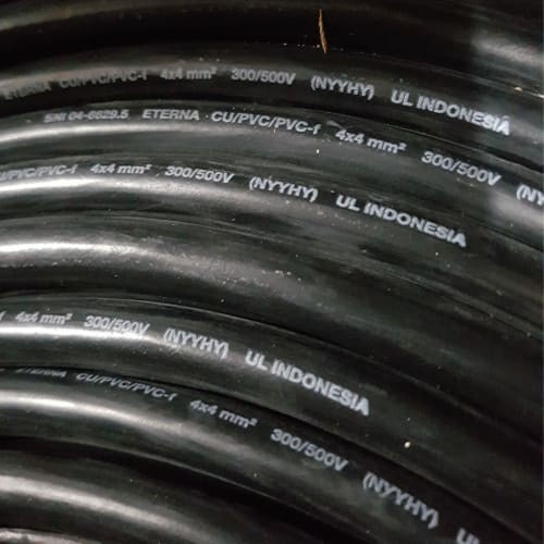 [METERAN] ETERNA NYYHY 4x4mm PER METER Hitam Kabel Serabut isi 4 core TEMBAGA