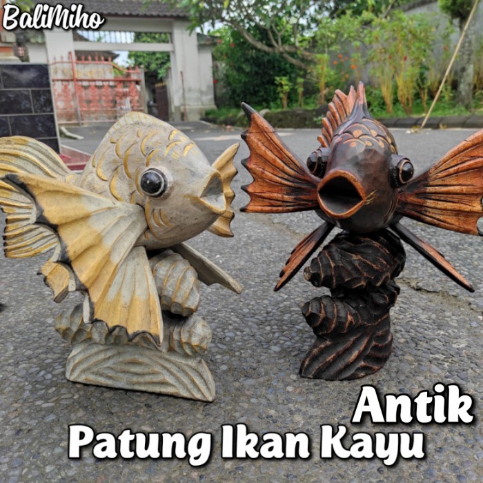 Patung Ikan Mas Koki Kayu/Patung Ikan Kayu/Dekorasi ikan Hias