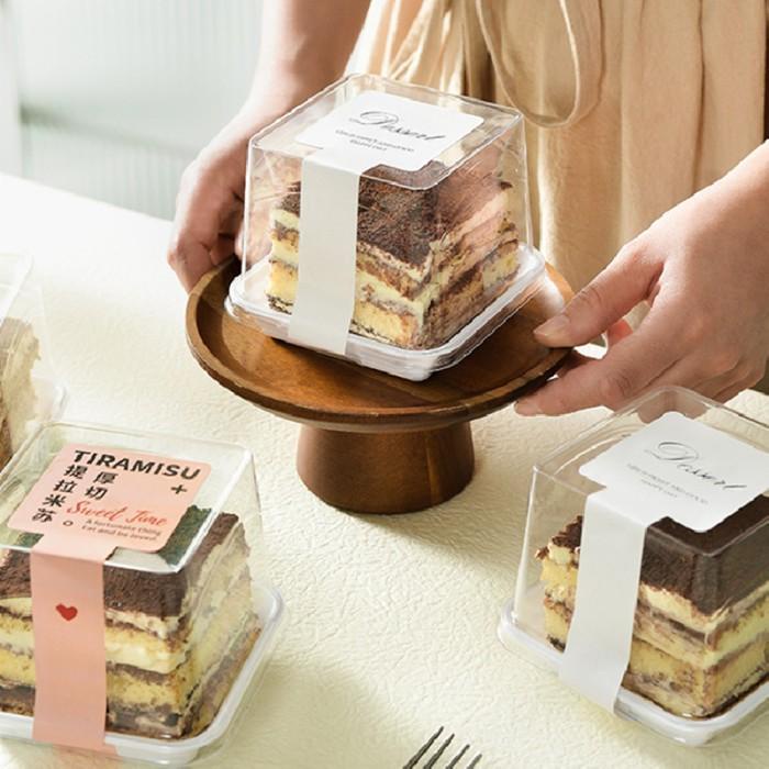 

10Pcs Tray Mika Kue Dus Box Mika Slice Cake Tiramisu Cake Dessert 077