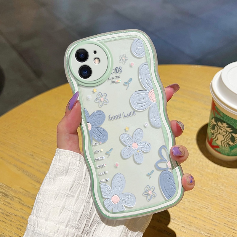 Casing Ponsel untuk OPPO A52 A92 A72 4G Casing pola bunga keberuntungan wadah Telepon anti guncangan Case lembut bening pinggiran gelombang warna-warni Cases hp kamera kreatif penutup pelindung sederhana Back Cover-3