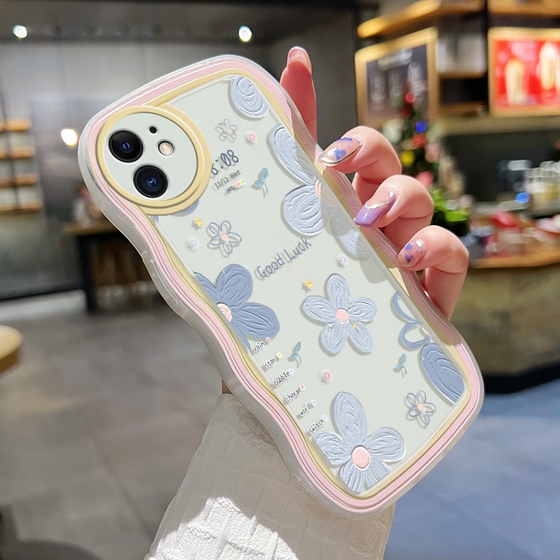Casing Ponsel untuk OPPO A52 A92 A72 4G Casing pola bunga keberuntungan wadah Telepon anti guncangan Case lembut bening pinggiran gelombang warna-warni Cases hp kamera kreatif penutup pelindung sederhana Back Cover-8