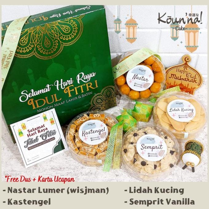 

PAKET HAMPERS LEBARAN/PARCEL KUE KERING IDUL FITRI 4 TOPLES