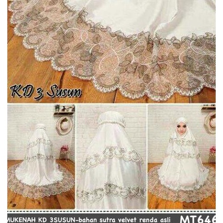 alat sholat wanita/mukena satin list bunga/bordir bunga/KD 3 SUSUN