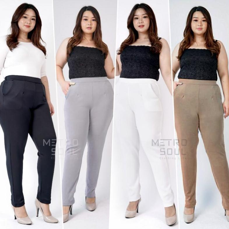 BAYAR DITEMPAT - Celana Basic Scuba Wanita Jumbo / Momo Pants Basic Scuba / Celana Wanita