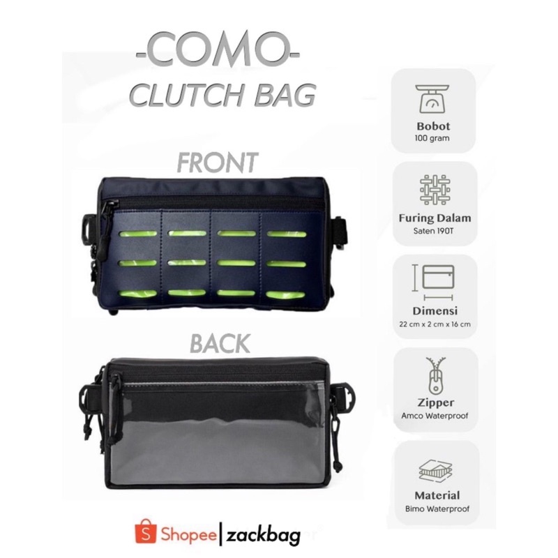 COMO - Tas selempang Pria Handbag | Pouch | Clutch | Multifungsi anti air Material Bimo Waterproof
