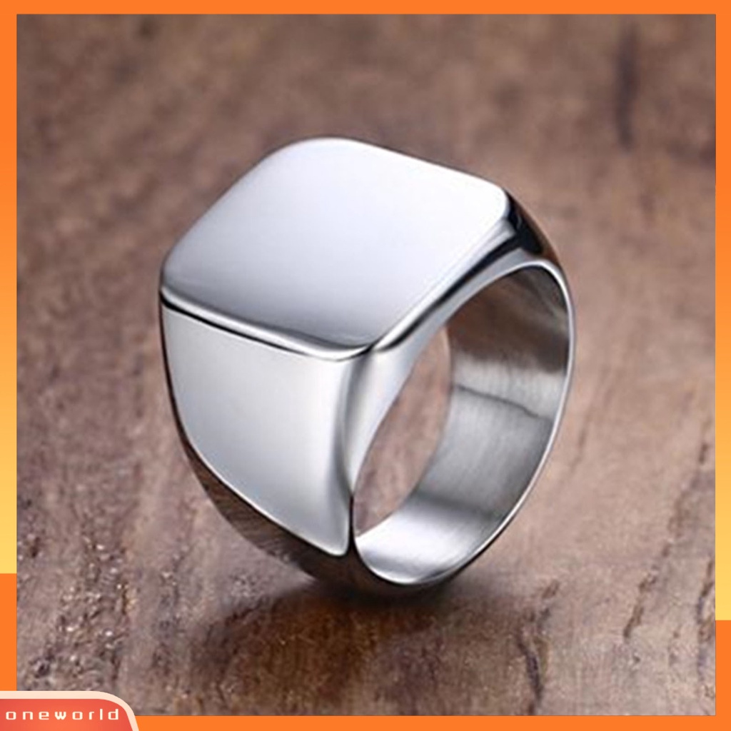 Cincin Couple Bentuk Kotak Geometris Glossy Gaya Hip Hop Untuk Hadiah Pernikahan