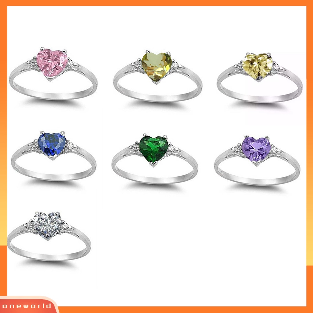 Cincin Bentuk Hati Geometris Bahan Zamrud Kubik Zirkonia Untuk Wanita