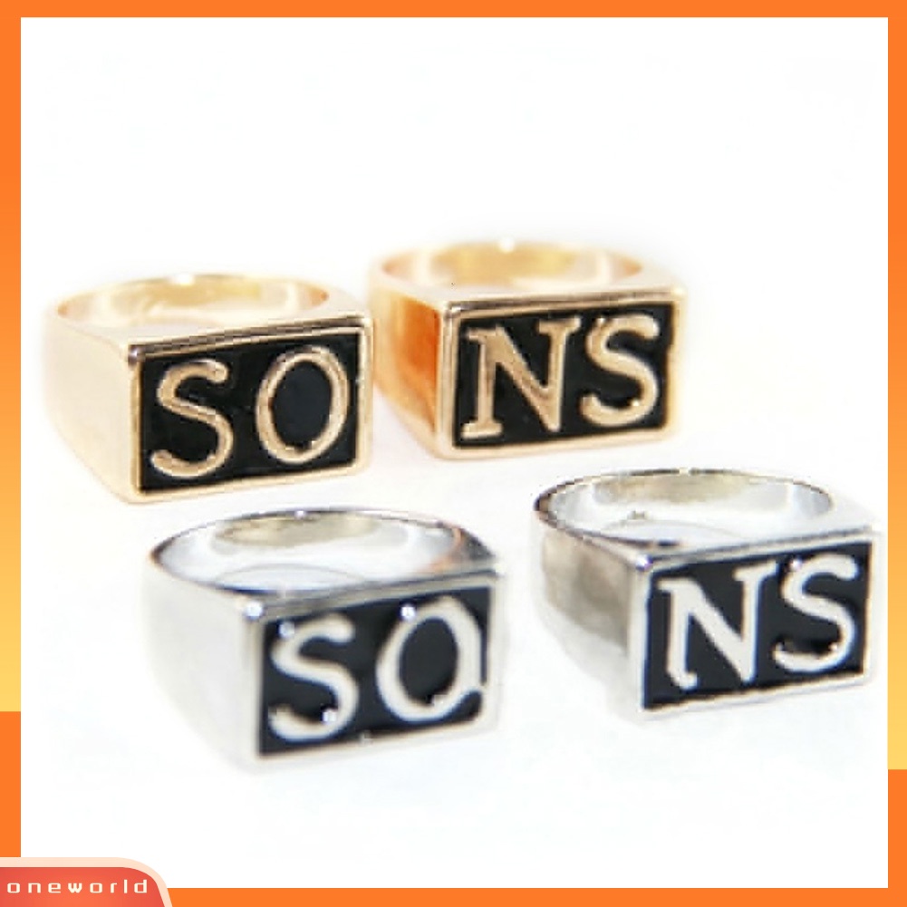 (ord) 2pcs / set Cincin Stainless Steel Motif Sons of Anarchy Gaya Punk Untuk Pasangan / Pria / Wanita