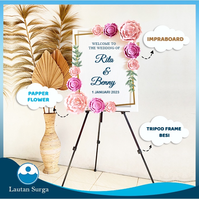 Tema 5 - Flowerboard Papan Bunga Kertas Dekorasi Wedding, Opening 60x80cm Papan Bunga Ucapan Karanga