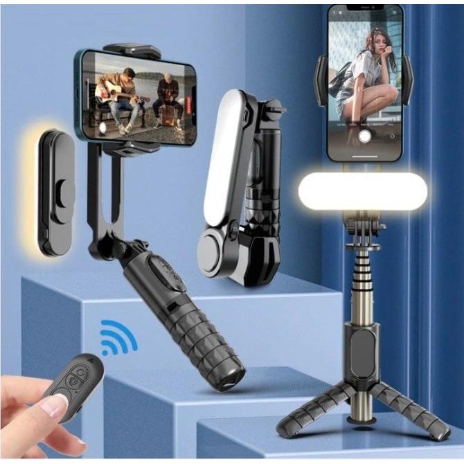 Gimbal Stabilizer HP L09 Selfie Stick Tripod Shooter Lampu Smartphone