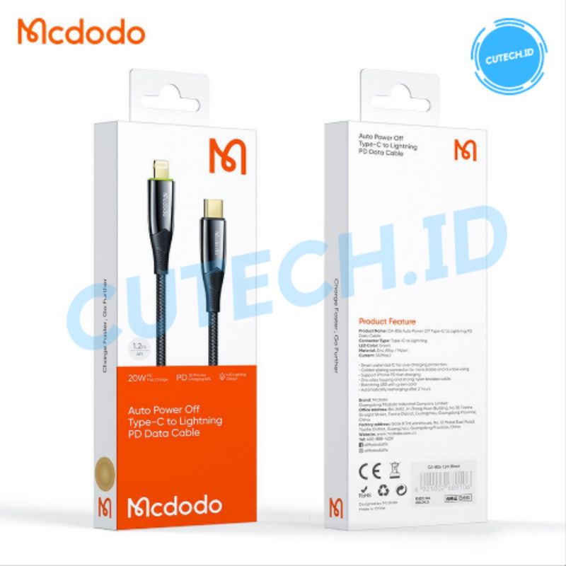 MCDODO KABEL DATA AUTO DISCONNECT PD TYPE C TO LIGHTNING FOR IPHONE