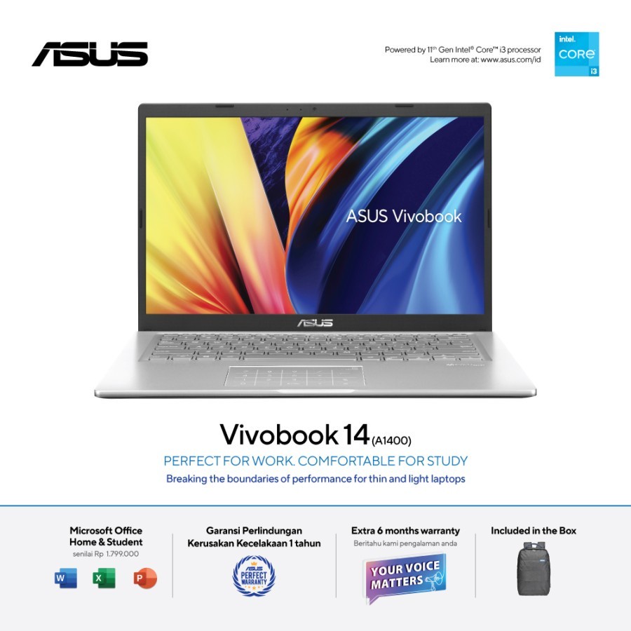 ASUS VivoBook 14 A1400EA-VIPS353 i3-1115G4 8GB 512GB SSD FHD IPS W11