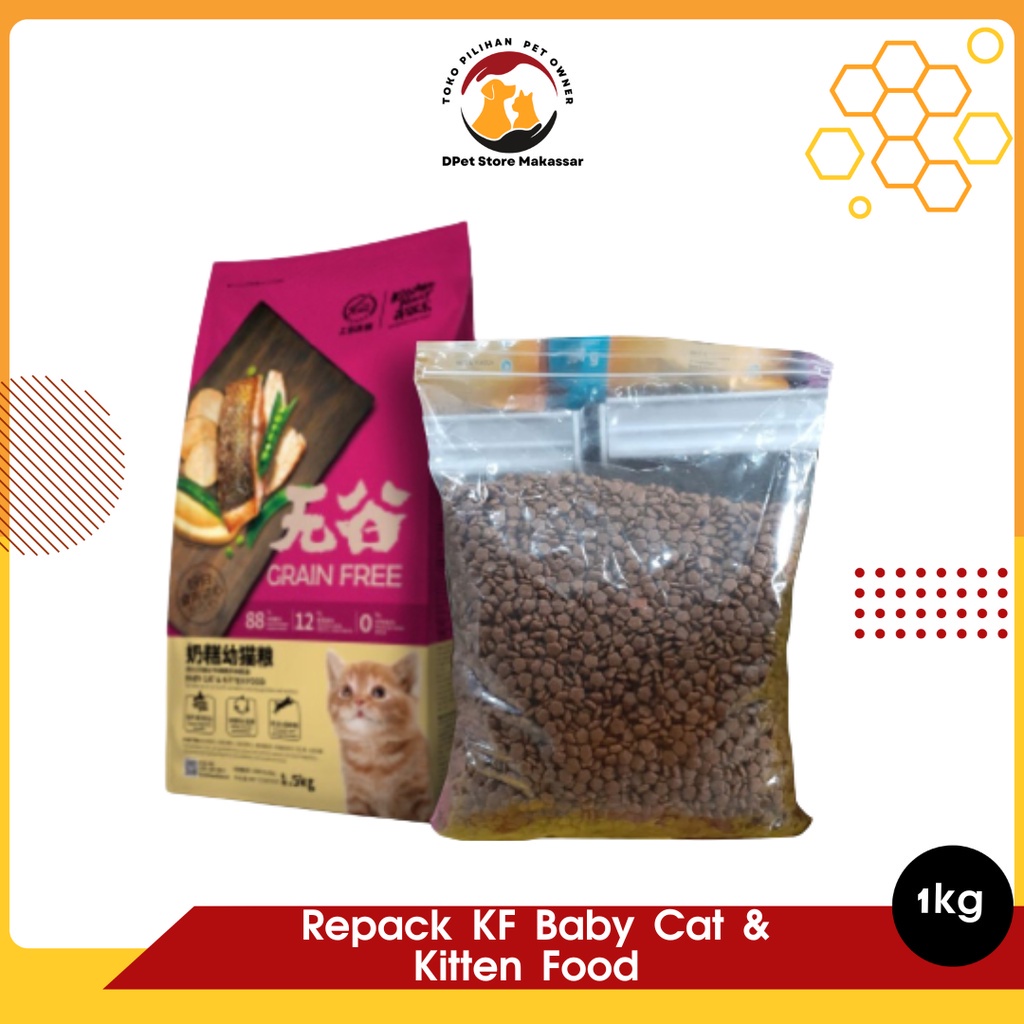 Makanan kucing kering-Repack KF Baby Cat & Kitten Food 1Kg dry food