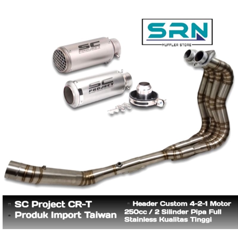 KNALPOT AKRAPOVIC EVOLUTION LINE IMPORT TAIWAN HEADER CUSTOM 4 SILINDER 2-4-1 STAINLESS NINJA 250FI 