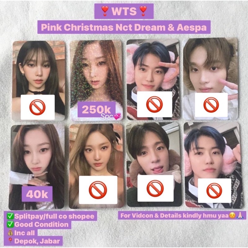 [READY STOCK] CLEARANCE SALE Pink Christmas Photocard AESPA (STC)& NCT DREAM