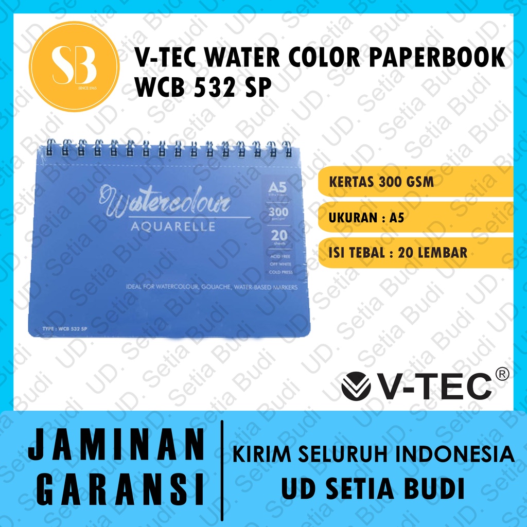 V-Tec Watercolor Book Spiral A5 300GSM Cold Pressed WCB 532 SP