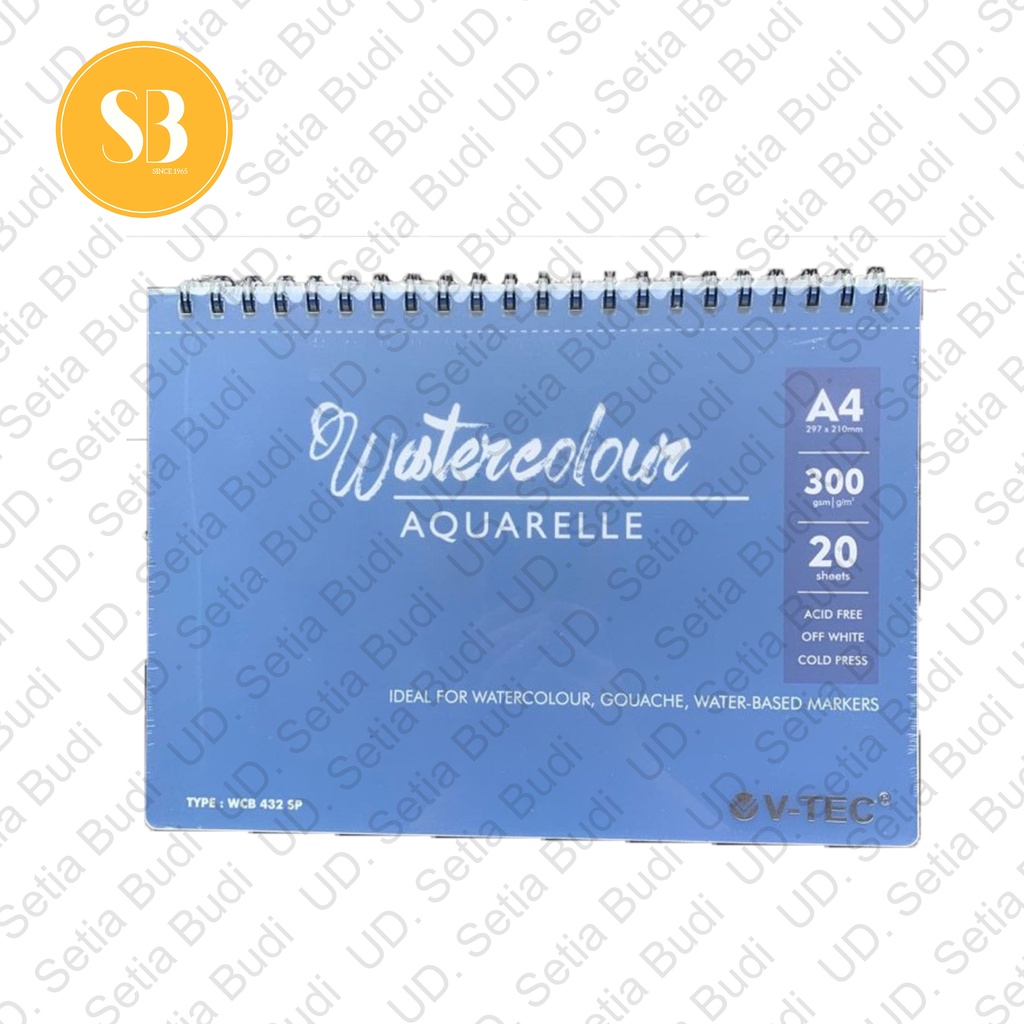 V-Tec Watercolor Book Spiral A4 300GSM Cold Pressed WCB 432 SP