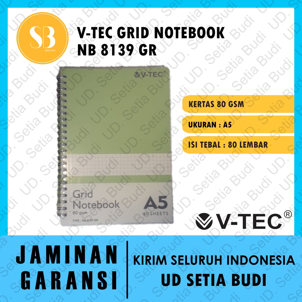 V-Tec Grid Notebook A5 80GSM NB 8139 GR