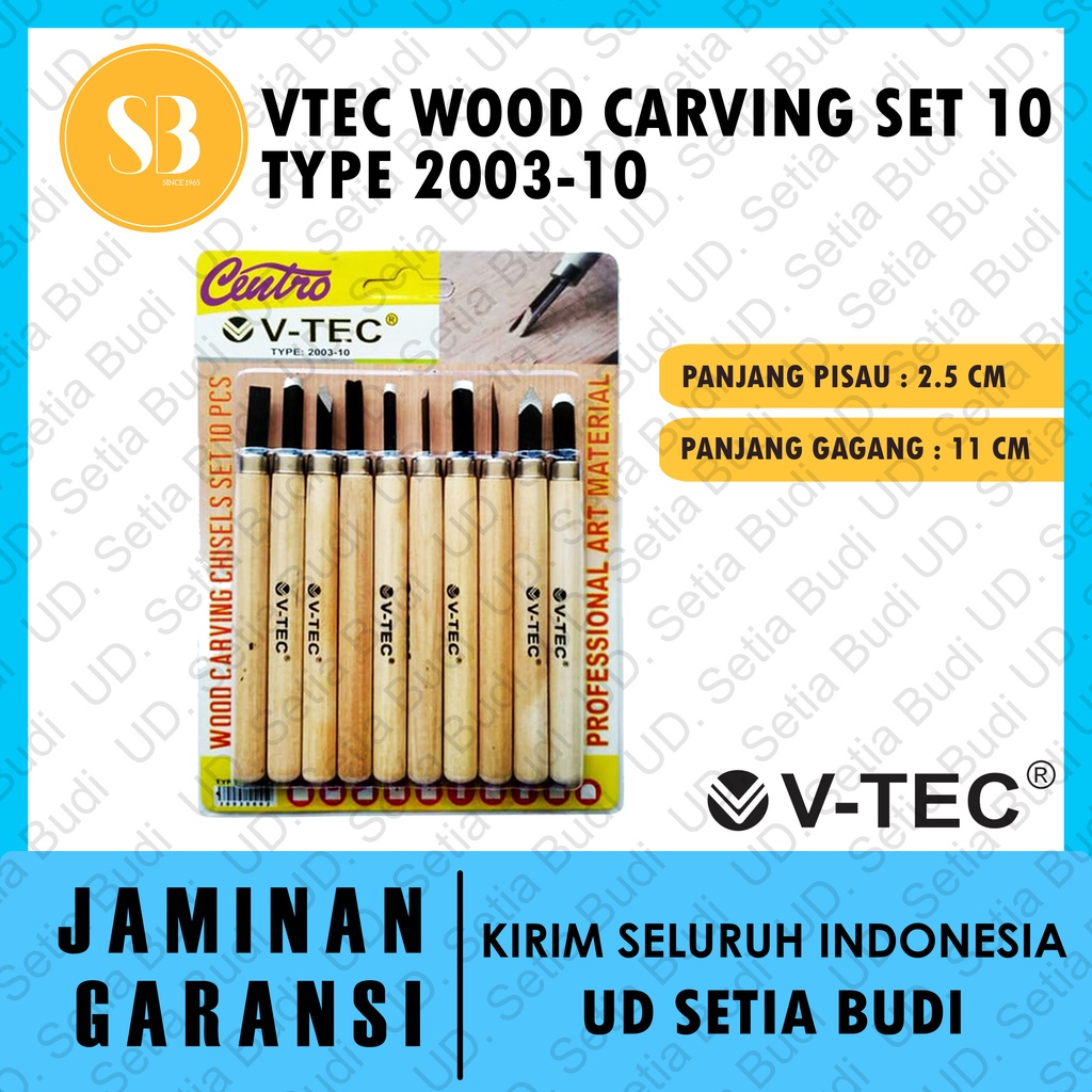 

Pisau ukir kayu V-Tec wood carving chisels set 10 pcs type 2003-10