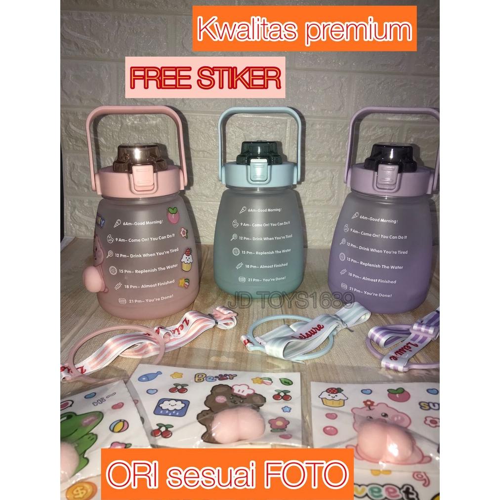 Mini Kiyowo Bottle 1400ml / Botol Minum Motivasi Gendut Gemoy / Botol Penanda Waktu / Bottle Korea