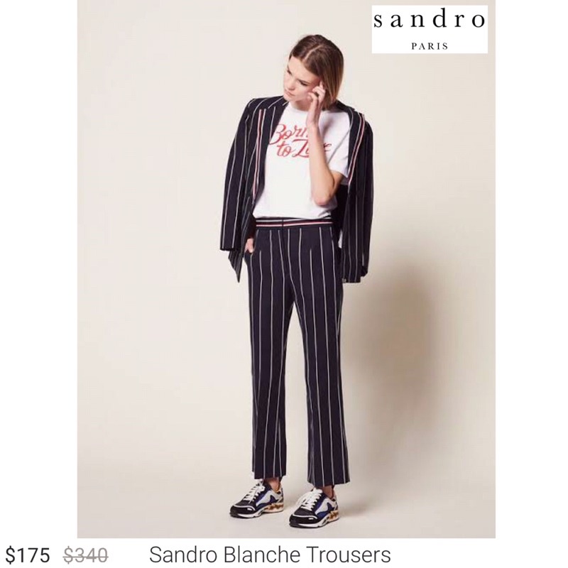 Sandro Paris Women Bleache Trousers Pants (Navy Blue)