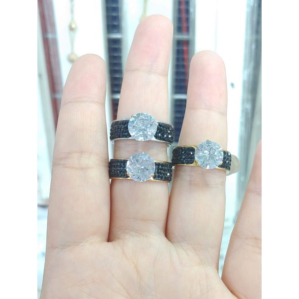 cincin full mata cristal titanium anti karat anti luntur