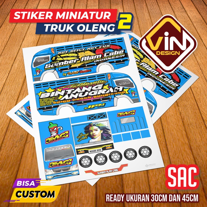 STIKER MINIATUR TRUK / SAC / POLA STICKER MINIATUR TRUCK OLENG