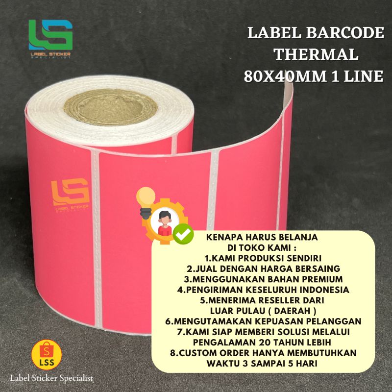 

Label Sricker Barcode Thermal 80X40 MM Isi 380 PCS Pink