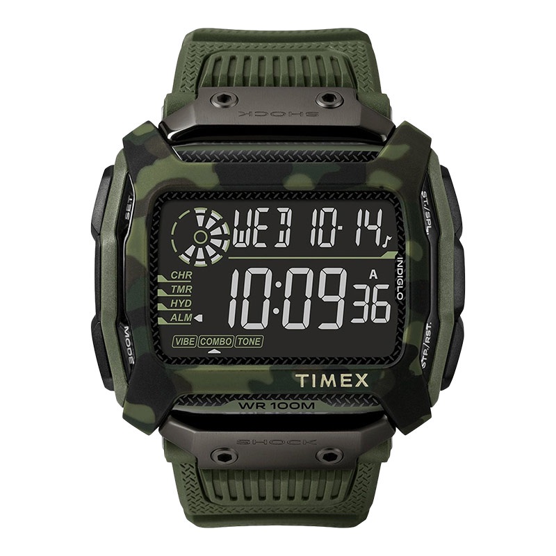 Jam Tangan Pria Timex Command Shock TW5M20400 Digital Dial Green Olive Rubber Strap