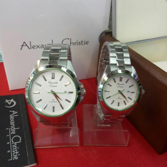 JAM TANGAN COUPLE JAM TANGAN ANALOG COUPLE ALEXANDRE CHISTIE AC 8644 MD&LD ALL STEEL EL09I09A82L