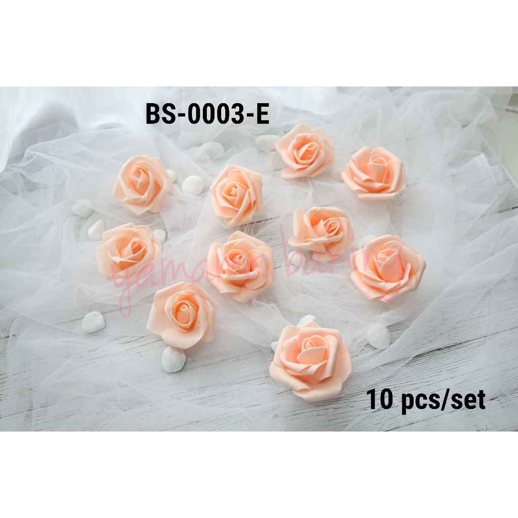 BS-0003-E Bunga mawar rose artificial palsu spon eva gabus orange muda (tanaman)