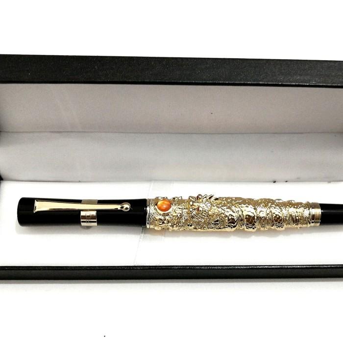 

Metal Relievo Gold Dragon Red Eye Fountain Pen Pena Bolpen Pulpen