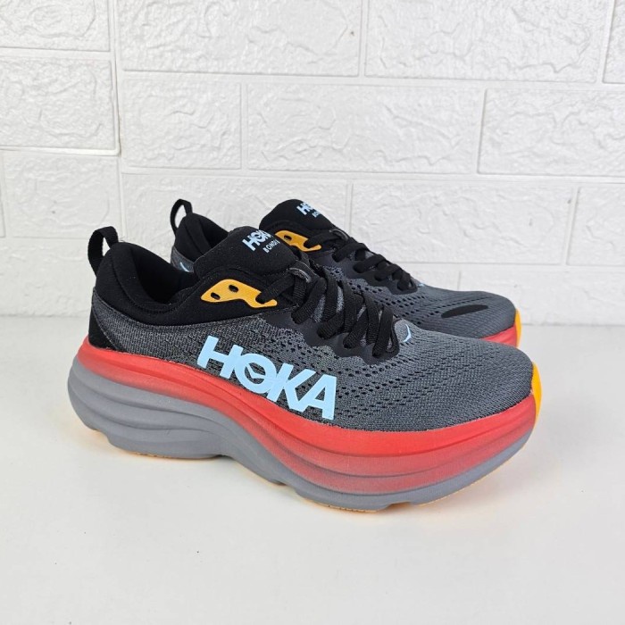 Sepatu Hoka Bondi 8 - Grey Red