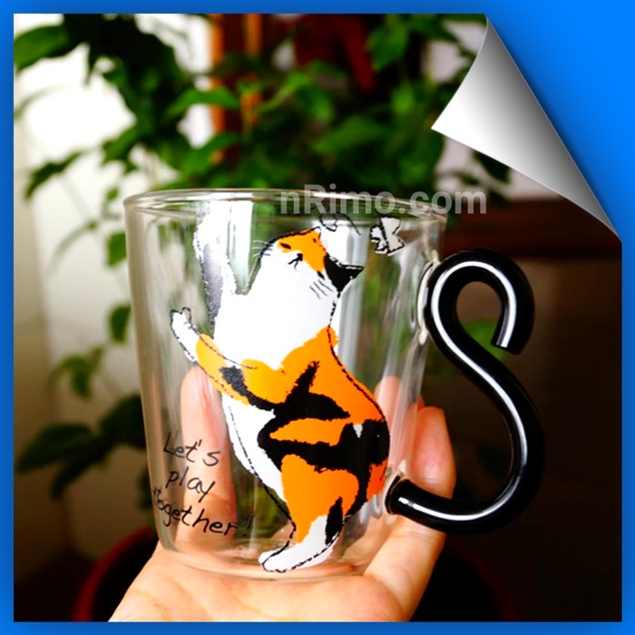Gelas Cangkir Kucing Lucu Mug Unik Lucu Kucing Kopi Teh Cafe 250Ml Tr0340