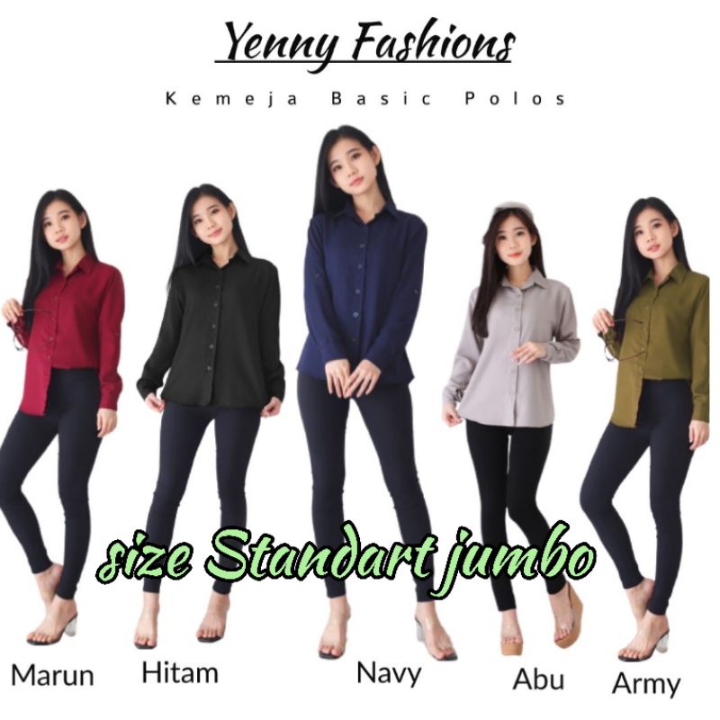 Kemeja Wanita Casual Lengan Panjang Polos Premium By Azka