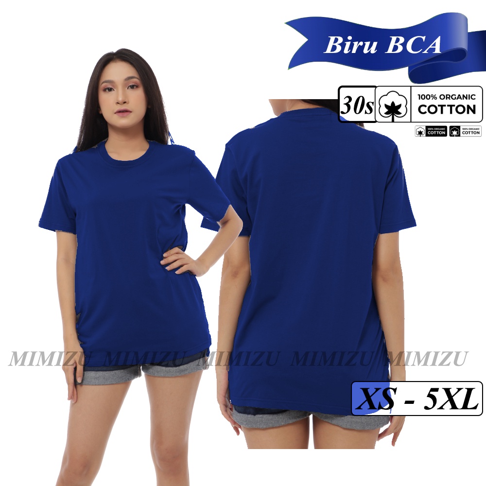 MIMIZU Kaos Polos Wanita Katun Combed 30s BIRU BENHUR BCA