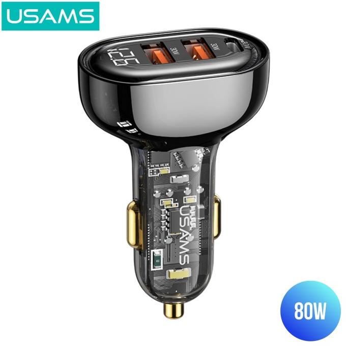 USAMS Icicle Series Car Fast Charger Mobil Transparent Digital Display