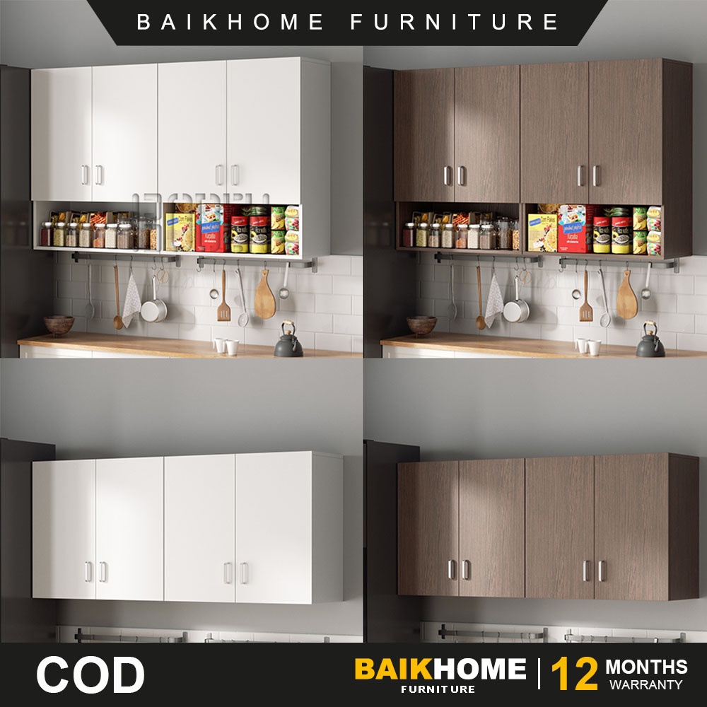 BAIKHOME MINIMALIS GANTUNG LEMARI DINDING DAPUR 4 PINTU/LEMARI DAPUR/RAK ATAS DAPUR/LEMARI