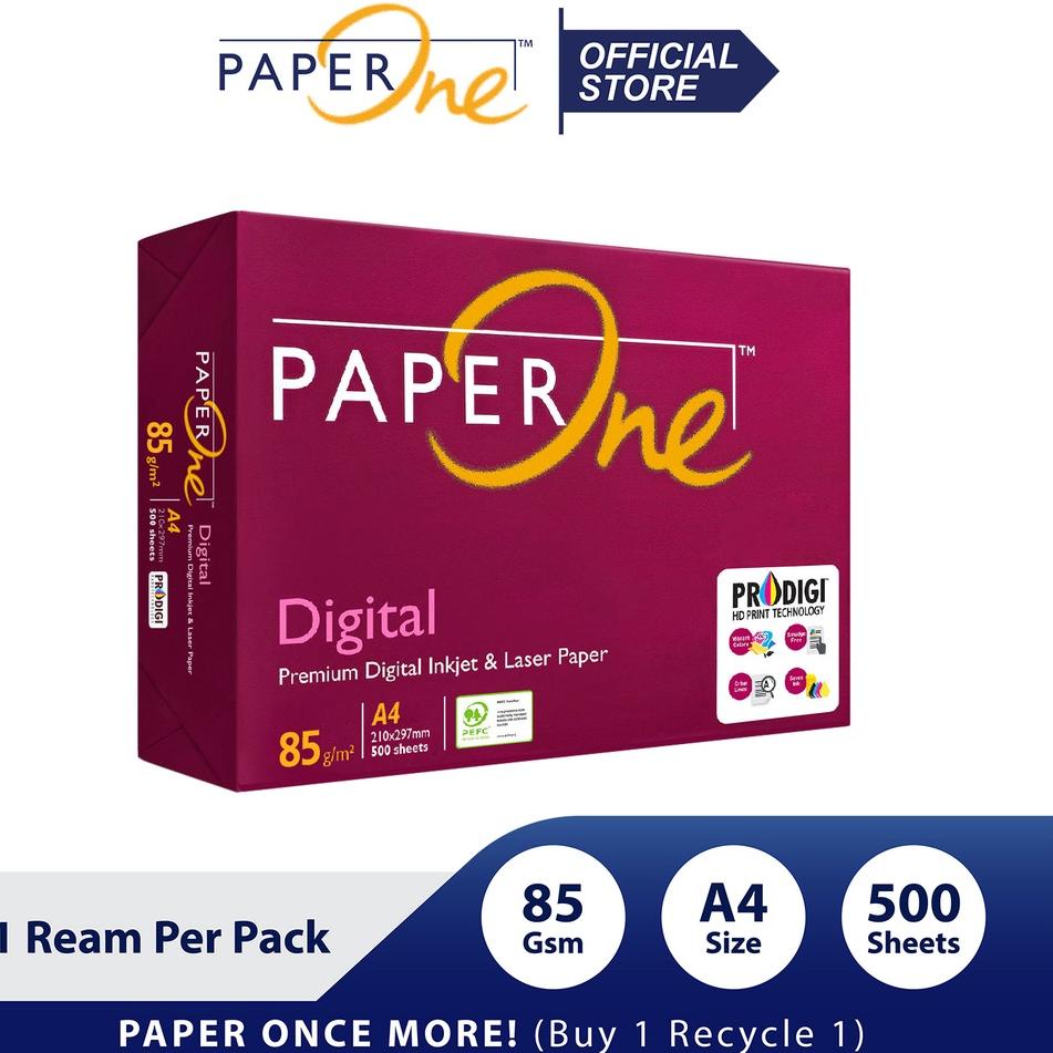 

Model Menarik PaperOne Kertas A4 85gr Digital 1 Rim (500 lembar) Kertas HVS A4 Kertas Fotocopy