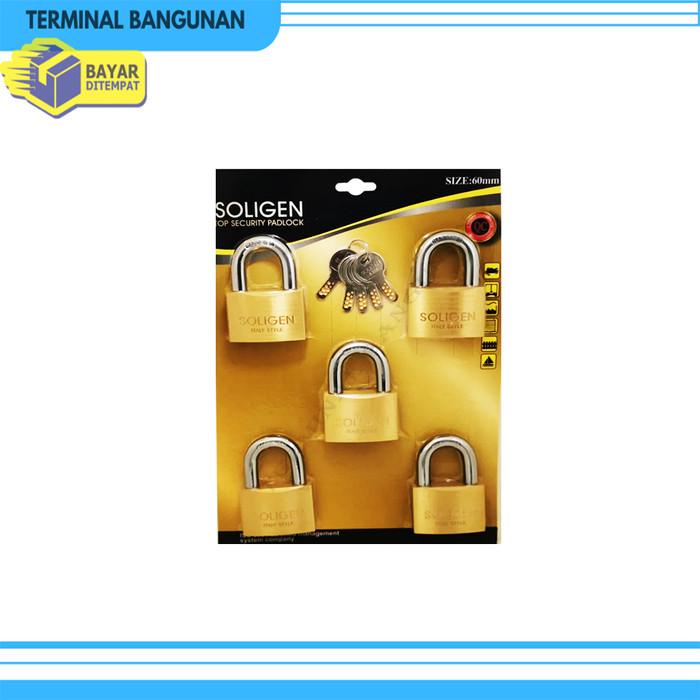 Gembok Master Key SOLIGEN 5 pcs Kuningan 40 50 60 mm Komputer