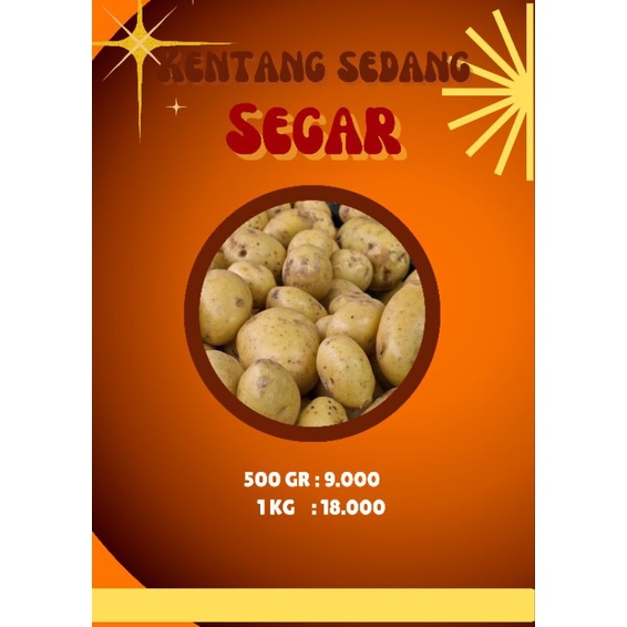 

Kentang Ukuran Sedang Segar 500 Gr, 1 Kg