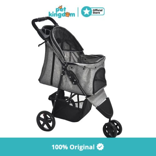 Pawever Pets Stroller Hewan Dengan 3 Roda - Abu-Abu Kereta Dorong Anabul Pet Trolley Troli Anjing Kucing Kebutuhan Hewan Peliharaan