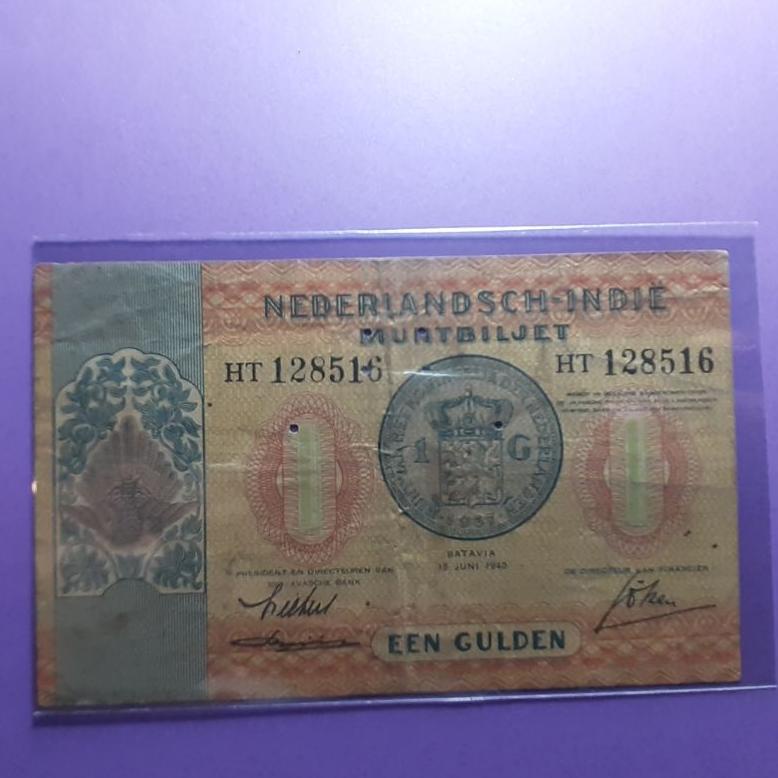 Garansi Resmi Uang Kuno 1 Gulden Muntbiljet Tahun 1940