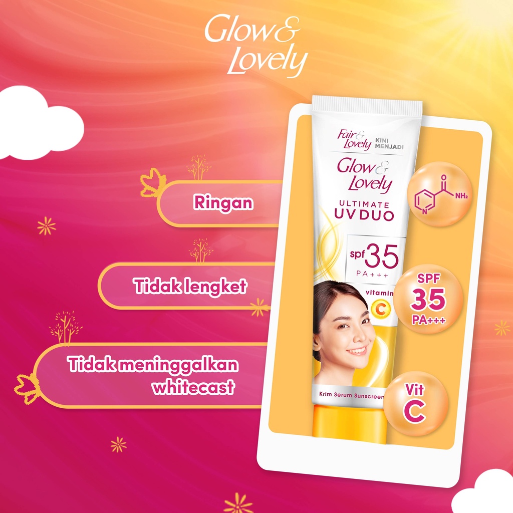 Glow &amp; Lovely Ultimate UV Duo Krim Vitamin C SPF 35 PA+++ 20g