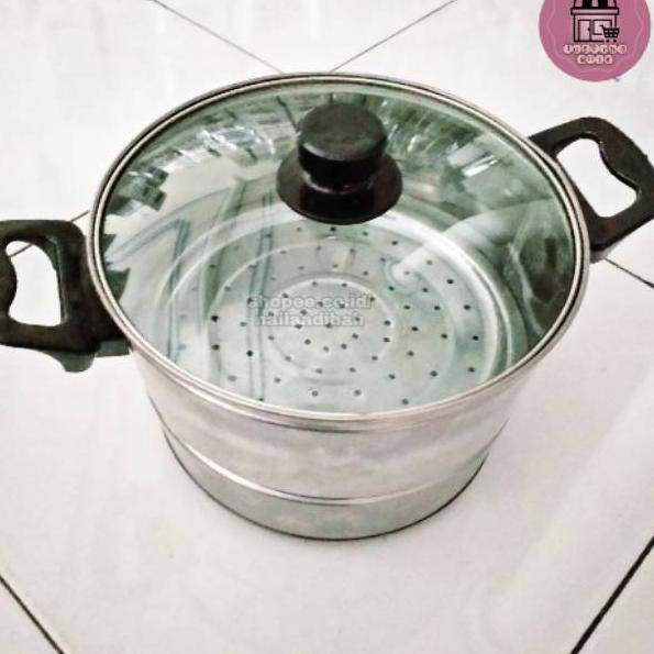 Update Keren Panci dandang kukus steamer uk 24 26 stenlis tutup kaca kue bolu brownies bronis