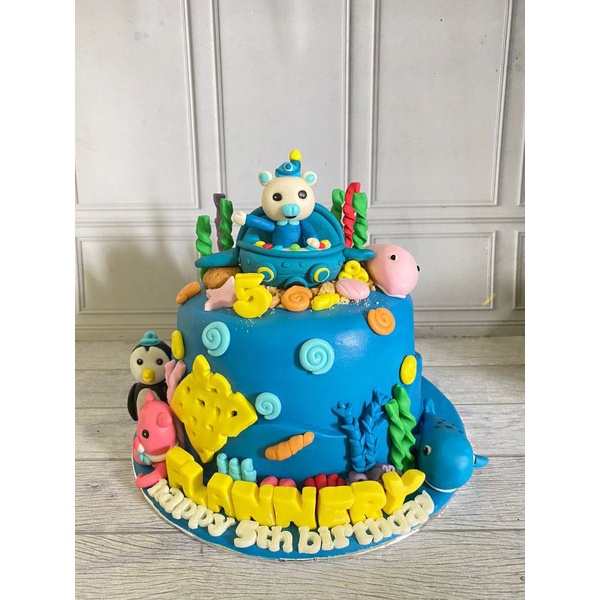 

CUSTOM cake ultah/kue ulang tahun fondan 20cm tema under the sea