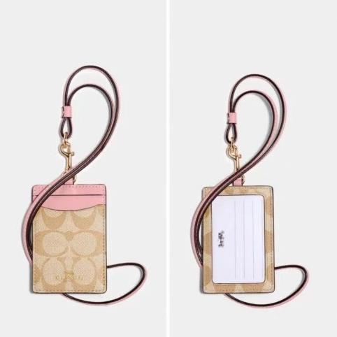 

COACH Id Lanyard In pink Colorblock Signature Canvas 100% AUTHENTIC!