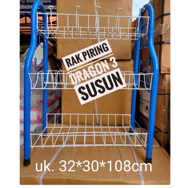 RAK PIRING 3 SUSUN BESI DRAGON