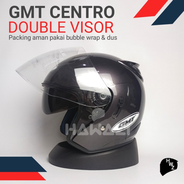 Terlaris Helm Half Face Double Visor Helm Gmt Gunmetal Doff